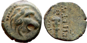 Antiochos VII Sidetes (Seleukid King: 138-129 BC ) bronze coins. Obv.: Head of Lion. Rev.: BAΣIΛEΩΣ ANTIOXOY EYEPΓETOY Club
