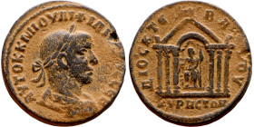 Philip I The Arab (244-249) bronze coin. Obverse: Bust of Emperor. Reverse: Front of temple