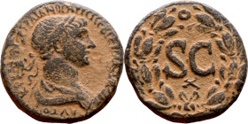 Trajan  (98-117) Syria, Antioch. Obverse: Bust of Emperor. Reverse: Large S C