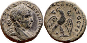 Elagabalus (218-222) Syria: Antioch, Tetradrachm. Obverse: Bust of emperor. Reverse: ΔHMAPX Є-ΞOYCIAC, eagle standing left, head right, wreath in beak...