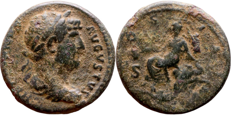 Hadrian (117-138) Quadrans Obv: Bust of emperor. Rev: COS III / SC Roma helmeted...
