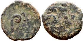 JUDAEA. Jerusalem mint. Pontius Pilate (under Tiberius, 30 AD). AE prutah. Obv.: TIBEPIOY ΚΑΙCAPOC around lituus turned to r. Rev.: L IZ in wreath.