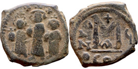 Heraclius, Martina and Heraclius Constantine (610-641) Follis Obverse: From left, Martina, Heraclius, heraclius Constantine Reverse: Large M, ANNO,