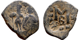 Heraclius and Hercalius. Constantine (610-641) Follis. Obverse: Heraclius on left, Heraclius Constaninte on right, . Reverse: ANNO, Large M, cross abo...