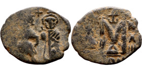 Heraclius and Hercalius. Constantine (610-641) Follis. Obverse: Heraclius on left, Heraclius Constaninte on right, . Reverse: ANNO, Large M, cross abo...