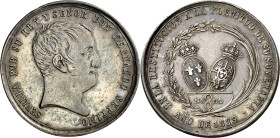 1823. Fernando VII. Sevilla. Restauración del Absolutismo. (Ruiz Trapero 505 y 506) (V. 345) (V.Q. 14242). Golpecitos. Plata. 27,37 g. Ø37 mm. (EBC-)....