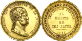 1827. Fernando VII. Madrid. Premio al Mérito en las Artes. (Ruiz Trapero 516) (V. 353) (V.Q. 14255). Grabador: M. González de Sepúlveda. Golpecitos. B...