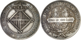 1893-1894. Barcelona. Escuela Pública Municipal de Música. Premio al mérito y a la aplicación. (Cru.Medalles 744i). Plata. 47,55 g. Ø43 mm. EBC.