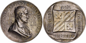 1910. Vic. Centenario del nacimiento de Jaime Balmes. (Cru.Medalles 1078 var). Grabadores: J. Carreras y Rodríguez. Rara. Bronce plateado. 69,64 g. Ø5...