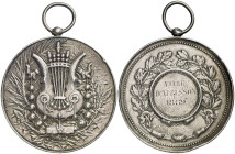 Francia. 1889. París. Premio (música) de la Villa de Albesson. Grabador: Beltrán. Con anilla. Plata. 83,20 g. Ø57 mm. MBC-.