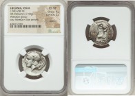LUCANIA. Velia. Ca. 300-280 BC. AR didrachm (22mm, 7.44 gm, 3h).NGC Choice VF 4/5 - 2/5, brushed. Head of Athena right, wearing crested Attic helmet d...