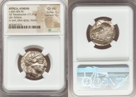 ATTICA. Athens. Ca. 440-404 BC. AR tetradrachm (24mm, 17.21 gm, 7h). NGC Choice AU 5/5 - 3/5. Mid-mass coinage issue. Head of Athena right, wearing cr...