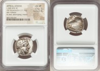 ATTICA. Athens. Ca. 440-404 BC. AR tetradrachm (22mm, 17.18 gm, 7h). NGC Choice VF 5/5 - 4/5. Mid-mass coinage issue. Head of Athena right, wearing cr...