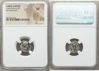 CARIA. Cnidus. Ca. 250-210 BC. AR tetrobol (15mm, 11h). NGC VF. Philokles, magistrate. Bust of Artemis right, wearing stephane; quiver over shoulder /...