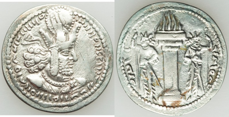 SASANIAN KINGDOM. Shapur I (AD 241-272). AR drachm (25mm, 4.23 gm, 3h). VF. Bust...