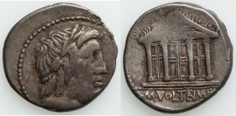 M. Volteius M.f. (ca. 78/75 BC). AR denarius (19mm, 4.02 gm, 8h). VF. Rome. Laur...