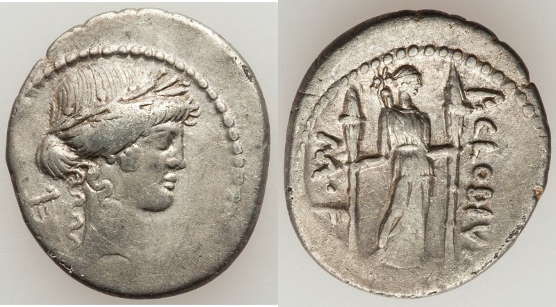 P. Clodius M.f. Turrinus (ca. 42 BC). AR denarius (20mm, 3.53 gm, 12h). VF. Rome...