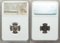 Octavian (Augustus, 27 BC-AD 14). AR quinarius (14mm, 1.68 gm, 10h). NGC Choice VF 4/5 - 2/5, edge filed, burnished. Uncertain Italian mint or Ephesus...