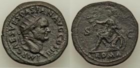 Vespasian (AD 69-79). AE dupondius (28mm, 13.39 gm, 6h). VF, lt. smoothing. Rome, AD 71. IMP CAES VESPASIAN AVG COS III, radiate head of Vespasian rig...