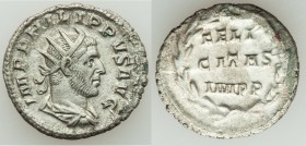 Philip I (AD 244-249). AR antoninianus (22mm, 3.70 gm, 1h). XF. Rome, AD 247-249. IMP PHILIPPVS AVG, radiate, draped and cuirassed bust of Philip I ri...