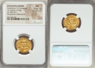 Nicephorus I and Stauracius (AD 803-811). AV solidus (20mm, 4.42 gm, 6h). NGC MS 4/5 - 4/5. Constantinople. hICI-FOROS bASILЄ', crowned facing bust of...