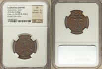 Anonymous issue during the reign of Nicephorus III Botaniates (ca. AD 1078-1081). Class I. AE follis (27mm, 3.62 gm, 6h). NGC XF 5/5 - 4/5. IC-XC, bus...