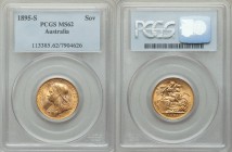 Victoria gold Sovereign 1895-S MS62 PCGS, Sydney mint, KM13, S-3877. AGW 0.2355 oz.

HID09801242017