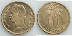 Belgian Colony. Albert I bronze Pattern Franc 1930 UNC (light surface hairlines), Bogaert-267B4 (in brass), Dupriez-Unl. 28mm. 8.70gm. Normal Flan var...