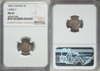 Victoria 5 Cents 1885 MS63 NGC, KM2. Variety with large 5. 

HID09801242017