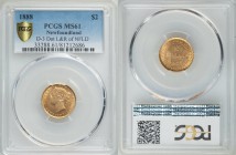 Newfoundland. Victoria gold 2 Dollars 1888 MS61 PCGS, KM5.

HID09801242017