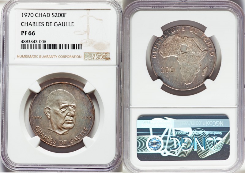 Republic Proof "Charles De Gaulle " 200 Francs 1970-(b) PR66 NGC, Paris mint, KM...