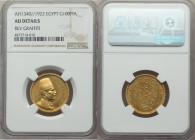 Fuad I gold 100 Piastres AH 1340 (1922) AU Details (Reverse Graffiti) NGC, British Royal mint, KM341. Graffiti referred to comes in the form of two sm...