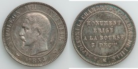 Napleon III silver 10 Centimes-Sized "Stock Exchange Monument" Trial 1854 AU, Lille mint, Maz-1754a (R2). 29mm. 11.62mm. Struck to celebrate Napoleon'...