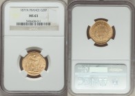 Republic gold 20 Francs 1877-A MS63 NGC, Paris mint, KM825.

HID09801242017