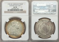 Saxony. Friedrich August III Taler 1794-IEC AU58 NGC, Dresden mint, KM1027.2, Dav-2701. Obverse luster subdued by light golden toning that seems to ex...