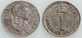 William III 4-Piece Uncertified Maundy Set 1698, 1) Penny - XF, KM499. 2) 2 Pence - XF, KM500.1. 3) 3 Pence - XF, KM501. 4) 4 Pence - VF, KM495. Sold ...