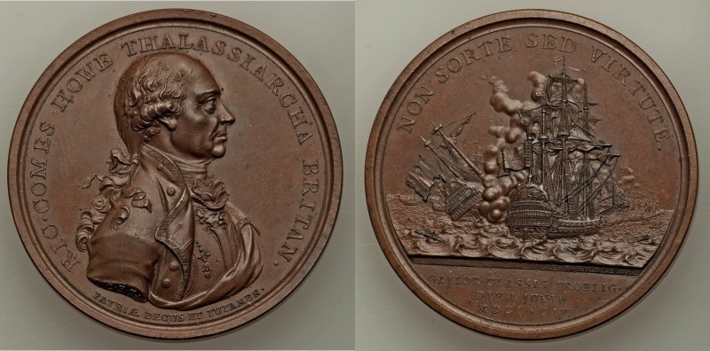 George III bronzed copper "Battle of the First of June" Medal 1794 AU, Eimer-855...