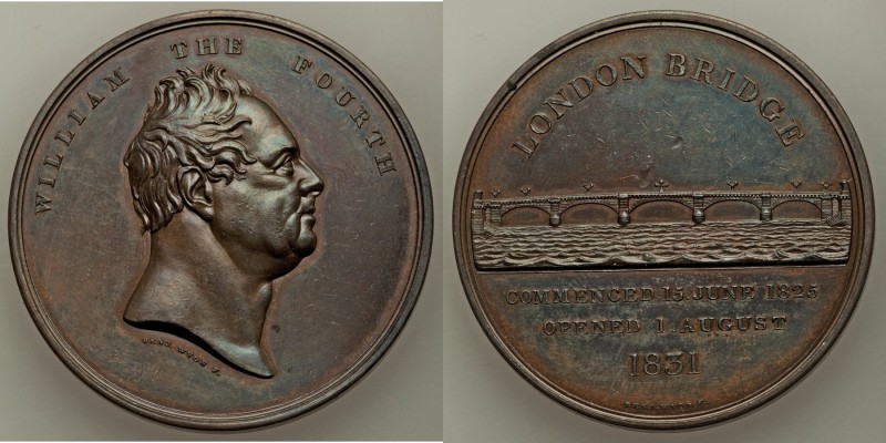 William IV bronzed-copper "London Bridge" Medal 1831 XF, BHM-1544, Eimer-1245. 5...