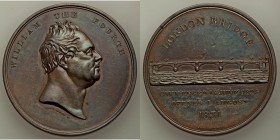 William IV bronzed-copper "London Bridge" Medal 1831 XF, BHM-1544, Eimer-1245. 51mm. 62.39gm. By W. Wyon. Bust of William right / LONDON BRIDGE Bridge...