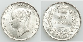 Victoria 6 Pence 1865 Choice UNC, KM733.2. 19mm. 2.82gm. Young Head type with die number 12. Blast white, light die clash marks. From the Engelen Coll...