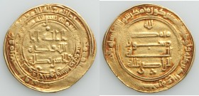 Abbasid. al-Radi (AH 322-329 / AD 934-940) gold Dinar AH 324 (AD 936/7) VF, al-Ahwaz mint, A-254.1, Bernardi-286Nd (R). 25mm. 5.71gm. 

HID09801242017