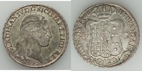 Naples & Sicily. Ferdinand IV 120 Grana 1800-P/AP Good XF (residue), KM231. 41mm. 27.45gm. 

HID09801242017