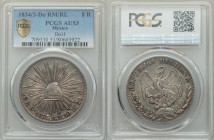 Republic 8 Reales 1834/3 Do-RM/RL AU53 PCGS, Durango mint, KM377.4. Better than normal strike for type with even toning and accurate grading on this o...