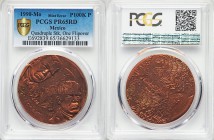 Pair of Certified Assorted Mint Error Issues 1990-Mo PCGS, 1) copper Proof 100000 Pesos - PR65, Red Quadruple struck, one flipover. 2) lead Proof 1000...
