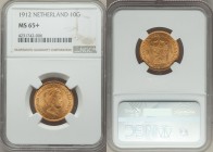Wilhelmina gold 10 Gulden 1912 MS65+ NGC, KM149.

HID09801242017