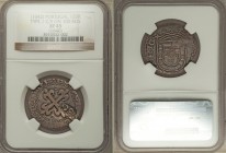 João IV (1640-1656) Counterstamped 120 Reis ND (1642) XF45 NGC, KM429.1. Type I countermark on KM17 type Tostao of Philip II. 

HID09801242017