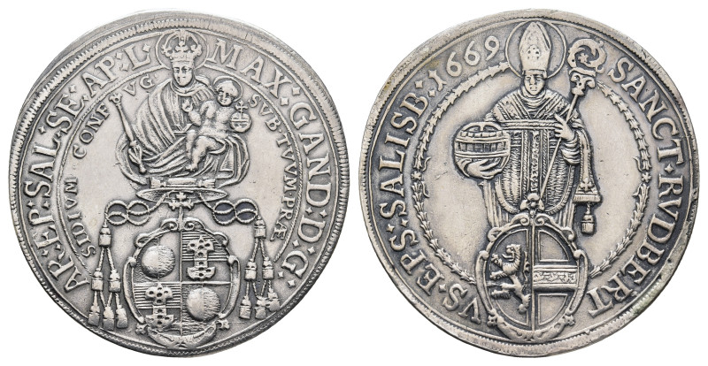 Taler, 1669, Max Gandolph Graf von Kuenburg, Zöttl 1993, Probszt 1653, Hsp., pol...