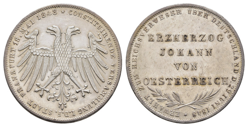 Doppelgulden, 1848, Erzherzog Johann von Österreich, AKS 39, kl. Kr. und Rf., be...