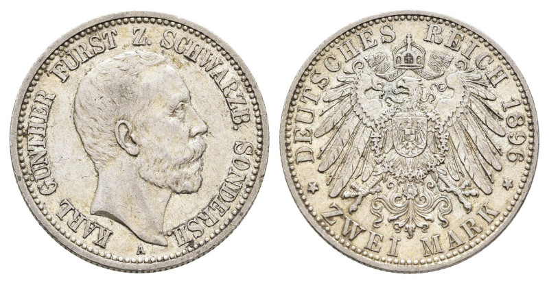 2 Mark, 1896, Karl Günther, Kr., wz. Rf., ss+, J. 168.