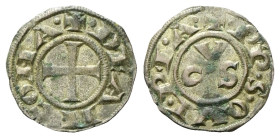 ANCONA
Repubblica, metà del XIII sec.
Denaro.
Ag
gr. 0,70
Dr. +•DE ANCONA•. Croce patente.
Rv. +•PP •S• QVI •RI • A•. Lettere C V S disposte att...